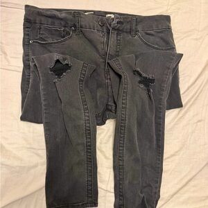 Seven7 Women's Black Distressed Skinny Jeans